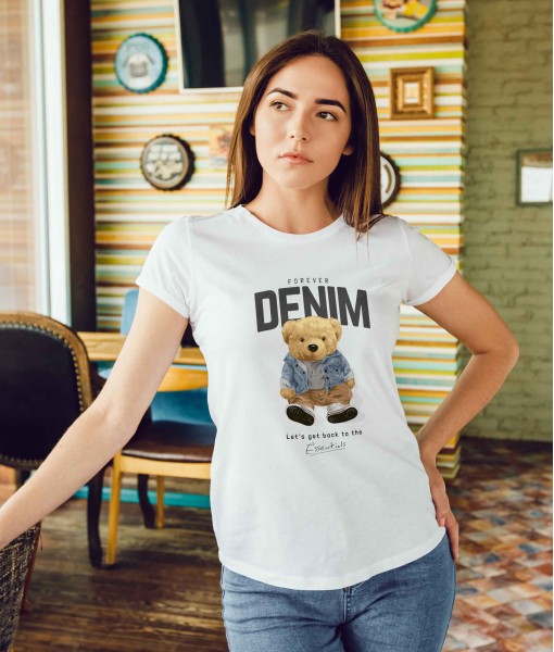 Дамска тениска с щампа Мечета DenimBear